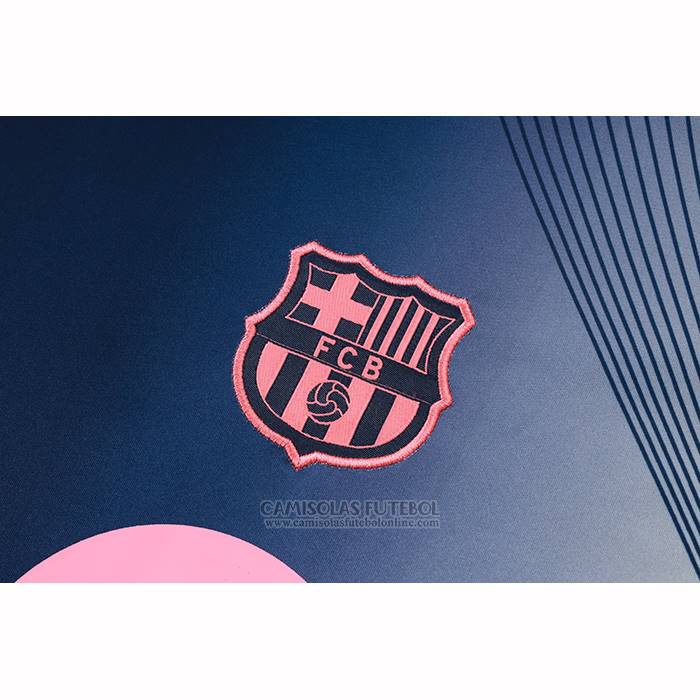 Fato de Treino Barcelona Manga Curta 2025-2026 Azul Rosa - Calcas Curta